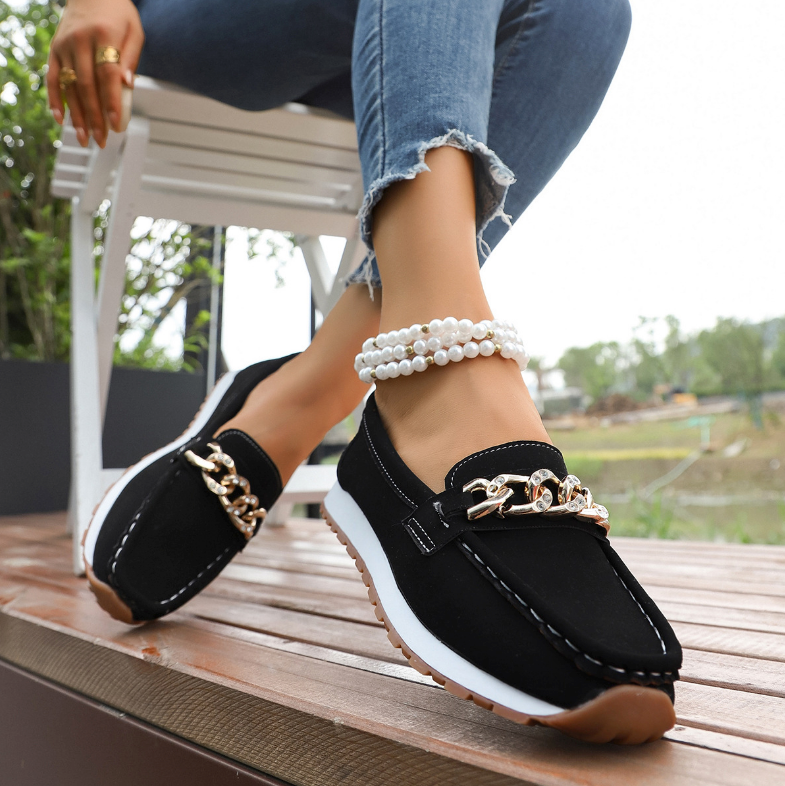 Elle - Mocassins Orthopédiques avec Boucle en Diamant