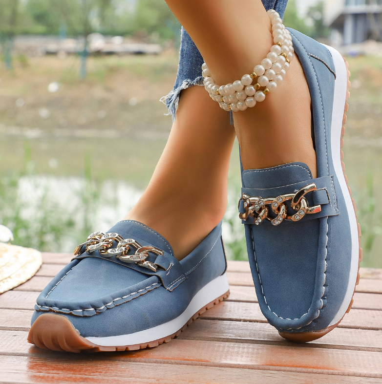 Elle - Mocassins Orthopédiques avec Boucle en Diamant