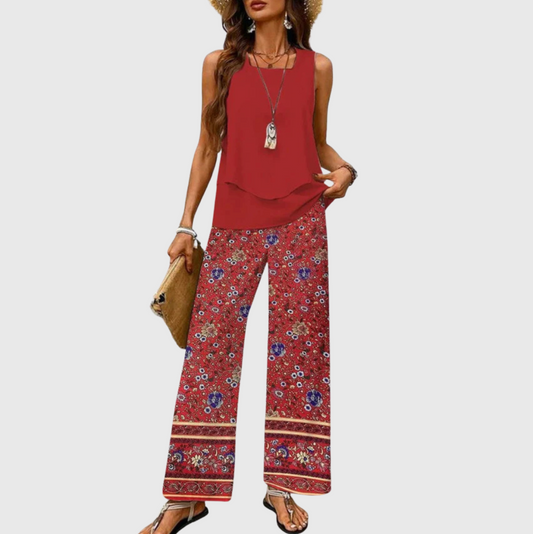 Ovelynra™ | Ensemble débardeur sans manches et pantalon à jambes larges