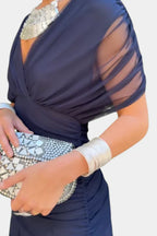 Lubowisza™ | Długa sukienka kwiatowa z dekoltem w serek