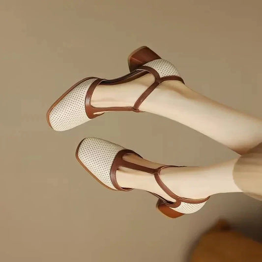 Isava Mid Heel Shoes Real Leather
