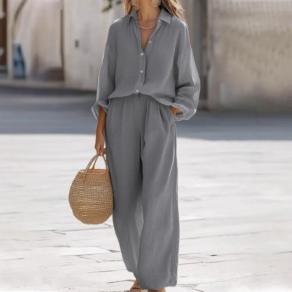 Giuseppe | Ensemble d'été femme en coton et lin élégant