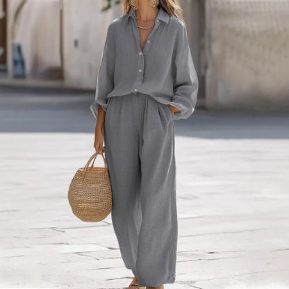 Giuseppe | Ensemble d'été femme en coton et lin élégant