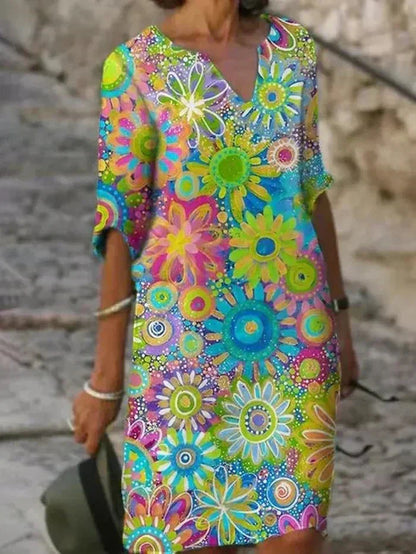 Annie | Robe Midi Florale Vibrante