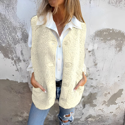 Rhea | Button-down Short Warm Vest