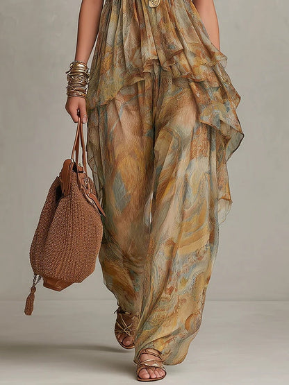 Ensemble Débardeur en Chiffon Sienna avec Volants et Pantalon Large