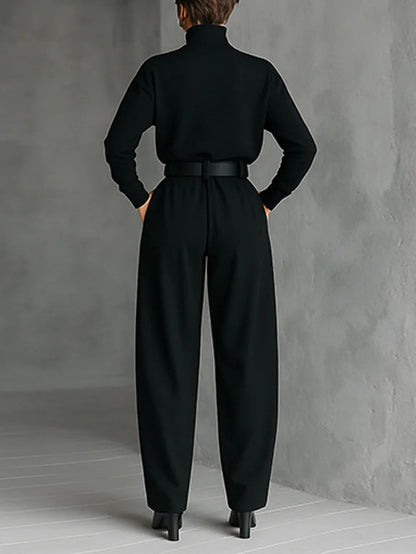 Lisa™ - Ensemble noir 2 pièces avec ceinture