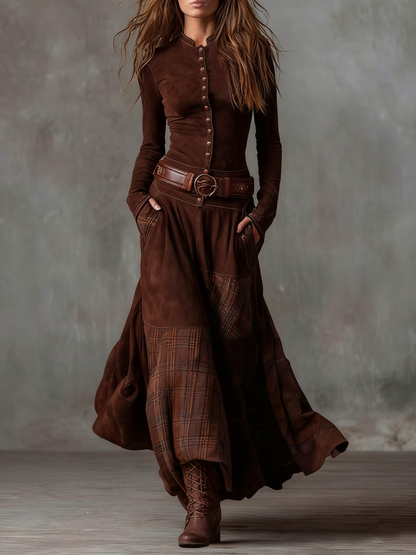 Robe Maxi en Suède Izabella™ + Ceinture Gratuite
