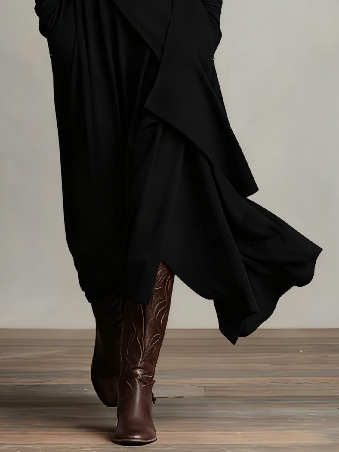 Elegant Draped Turtleneck Maxi Dress
