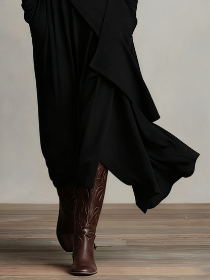 Elegant Draped Turtleneck Maxi Dress