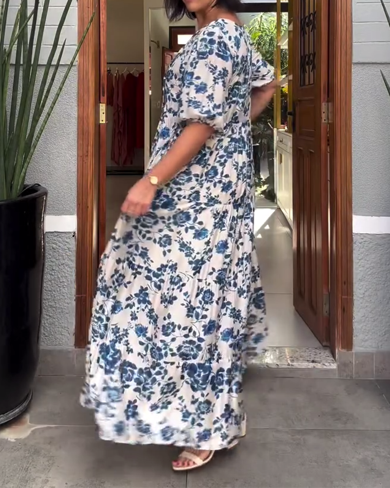 Brenda | Vestido Floral de Manga Corta