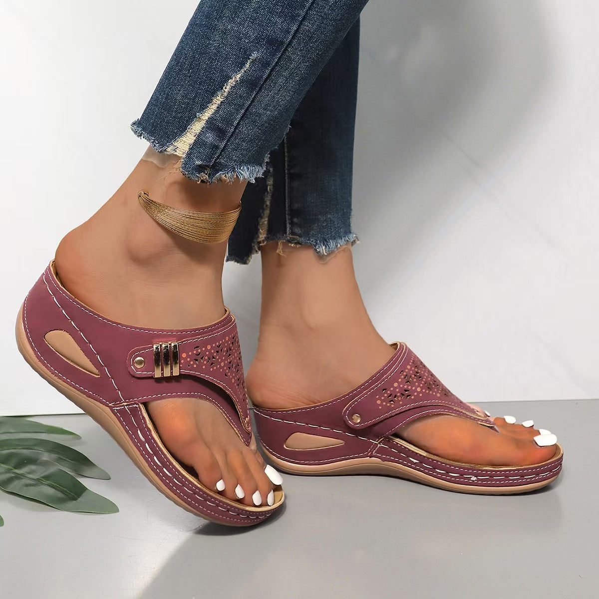 Arielle | Sandales de soutien à talon compensé