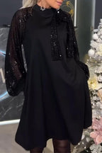 Elwira | Aksamitna Sukienka z Bufiastymi Rękawami