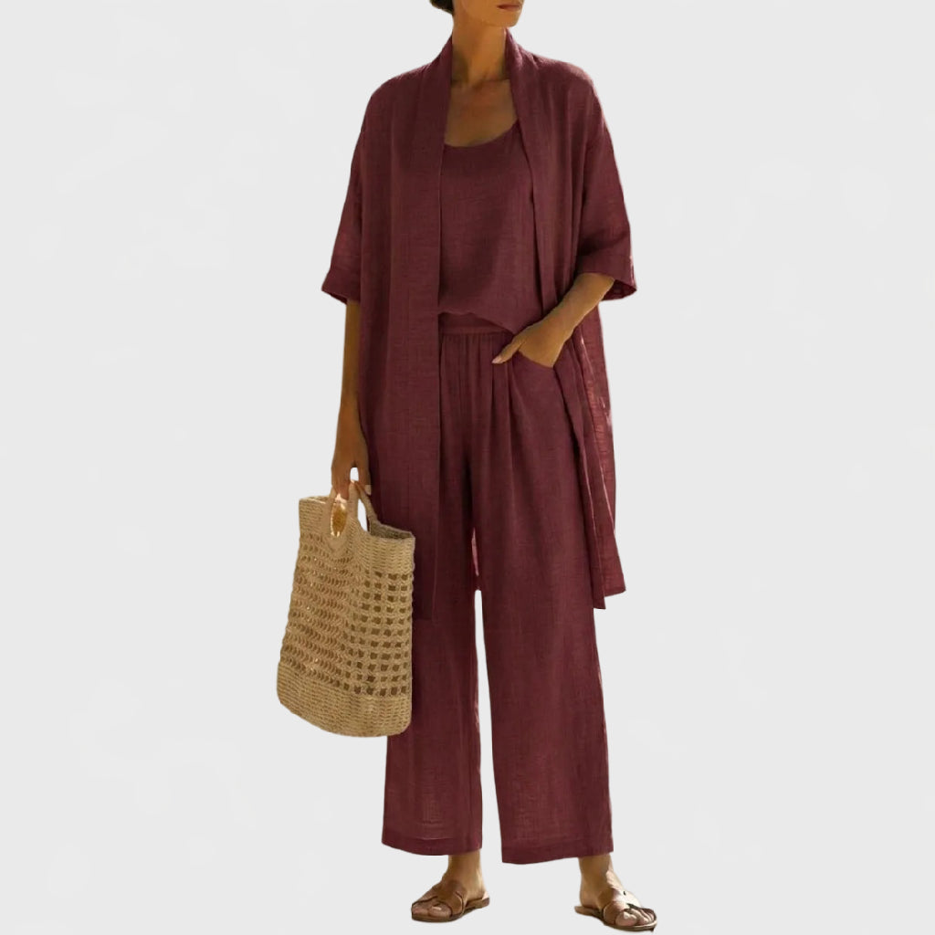 Ensemble minimaliste en lin et coton 3 pièces