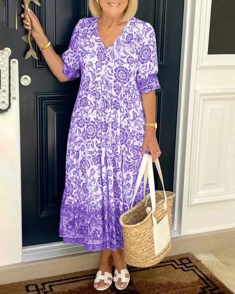 Candice | Robe Fleurie Élégante à Col V