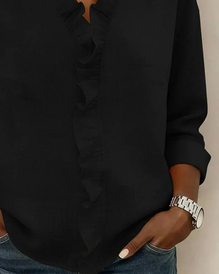 Glynara™ | Ruffled V-Neck Blouse