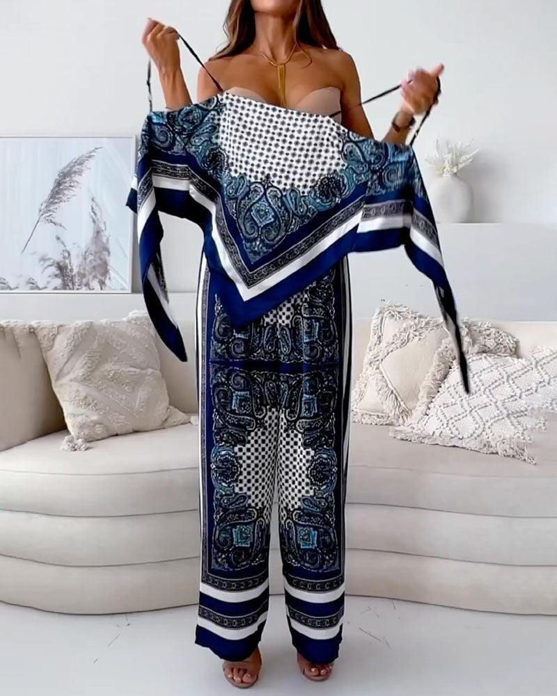 Helen | Ensemble de robe à lacets et pantalon prêt pour les vacances