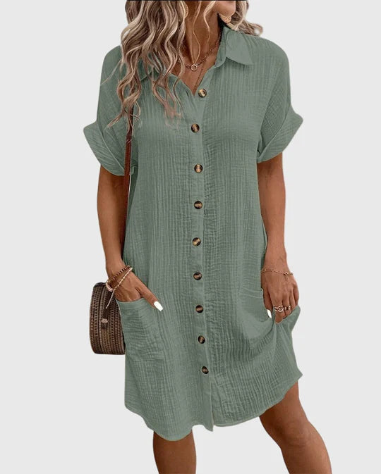 Velessa™ | Classic Relaxed Summer Shirt Dress