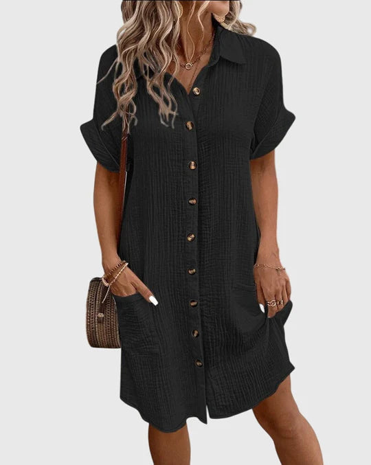 Velessa™ | Classic Relaxed Summer Shirt Dress