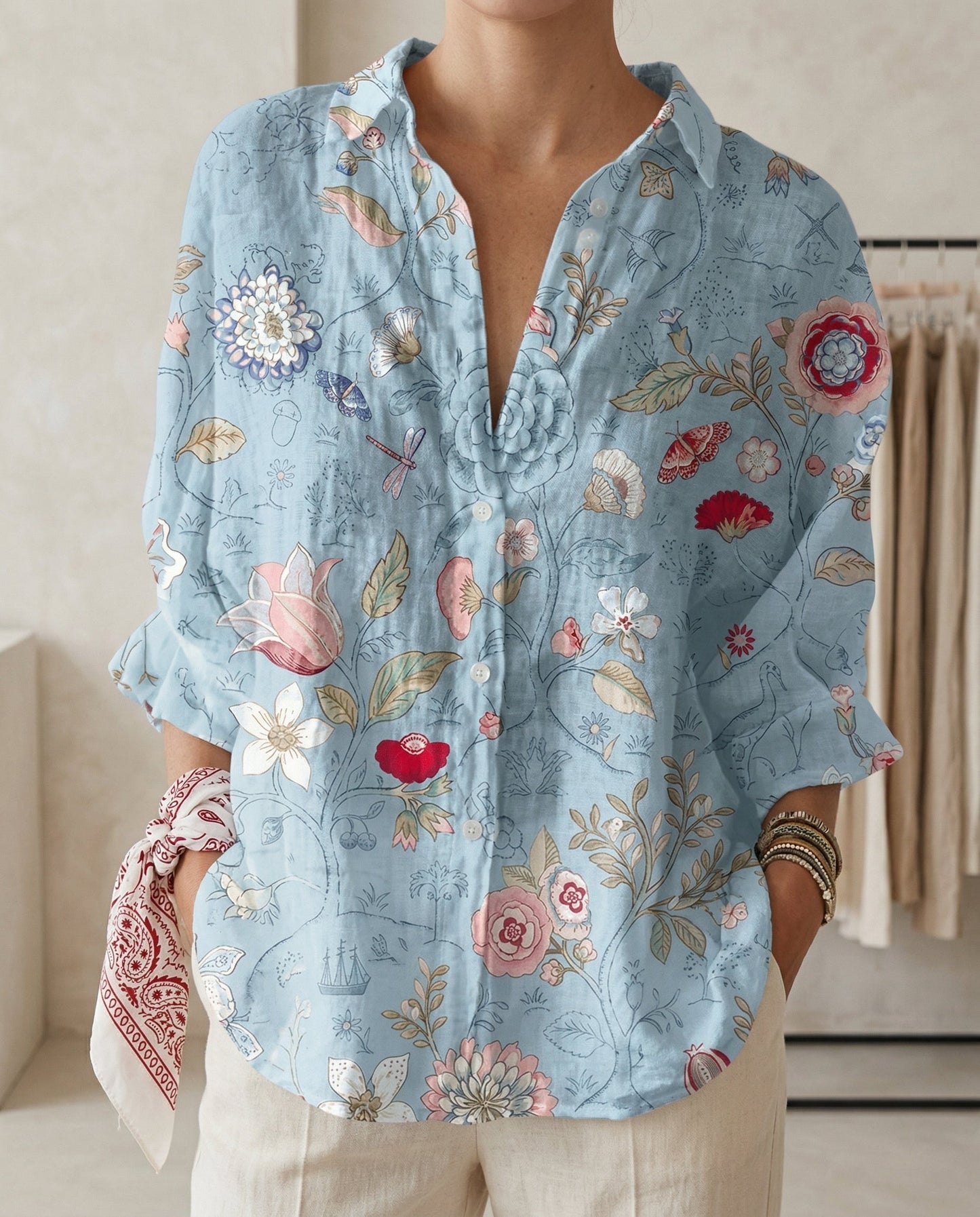 Jessie™ | Blouse Boutonnée Imprimée Élégante