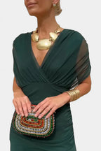 Lubowisza™ | Długa sukienka kwiatowa z dekoltem w serek