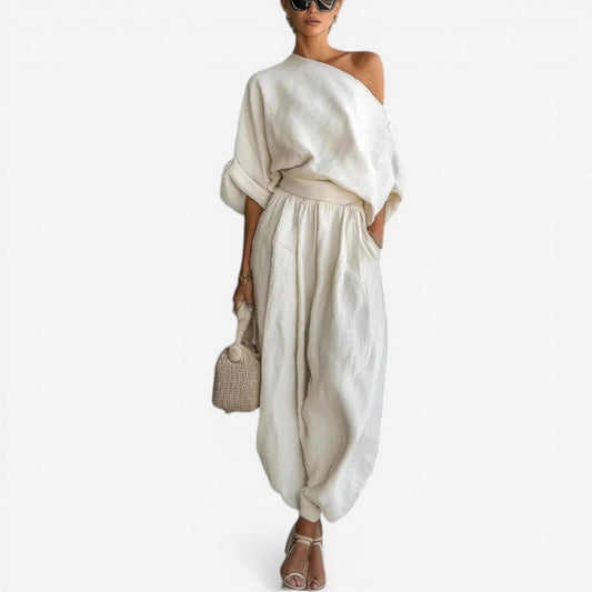 Jessica™ Robe complète en lin à épaule unique