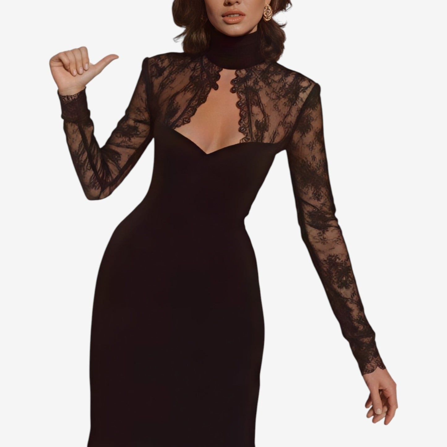 Salvacion™ Robe midi avec panneaux en dentelle