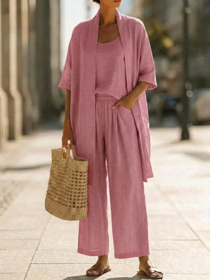 Ensemble minimaliste en lin et coton 3 pièces