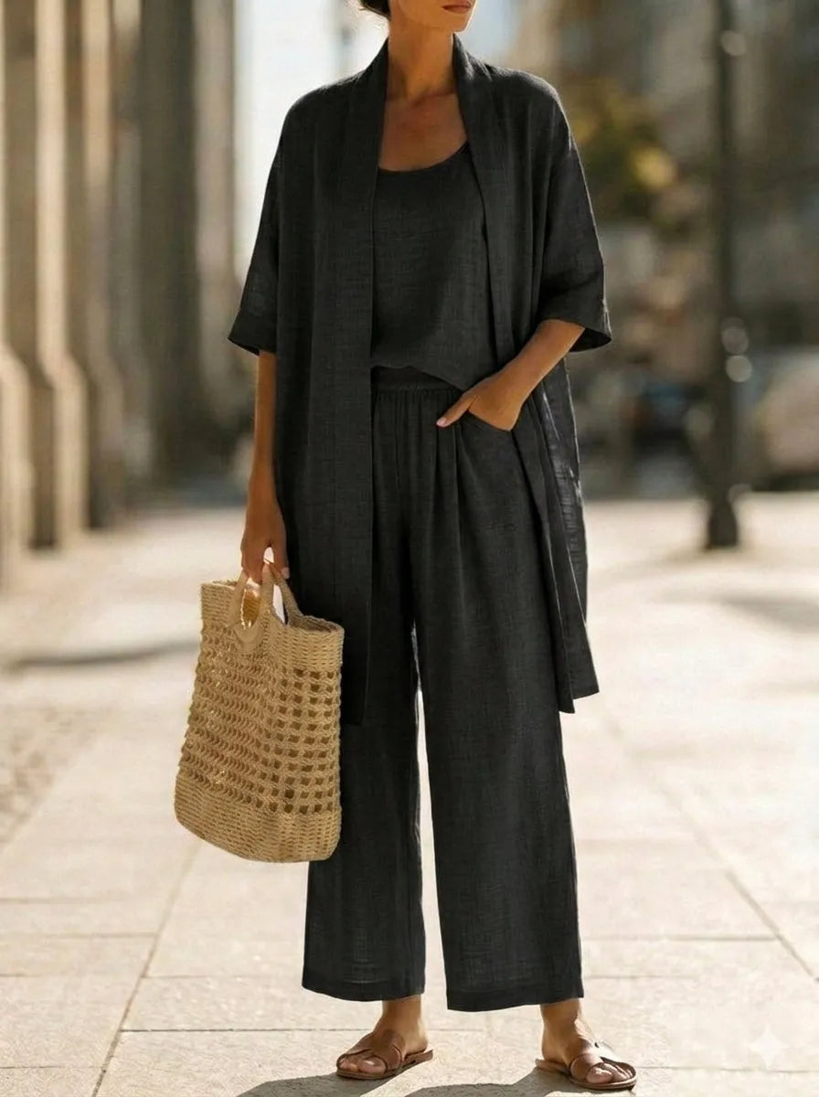 Ensemble minimaliste en lin et coton 3 pièces
