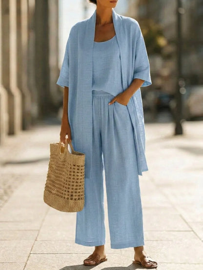 Ensemble minimaliste en lin et coton 3 pièces