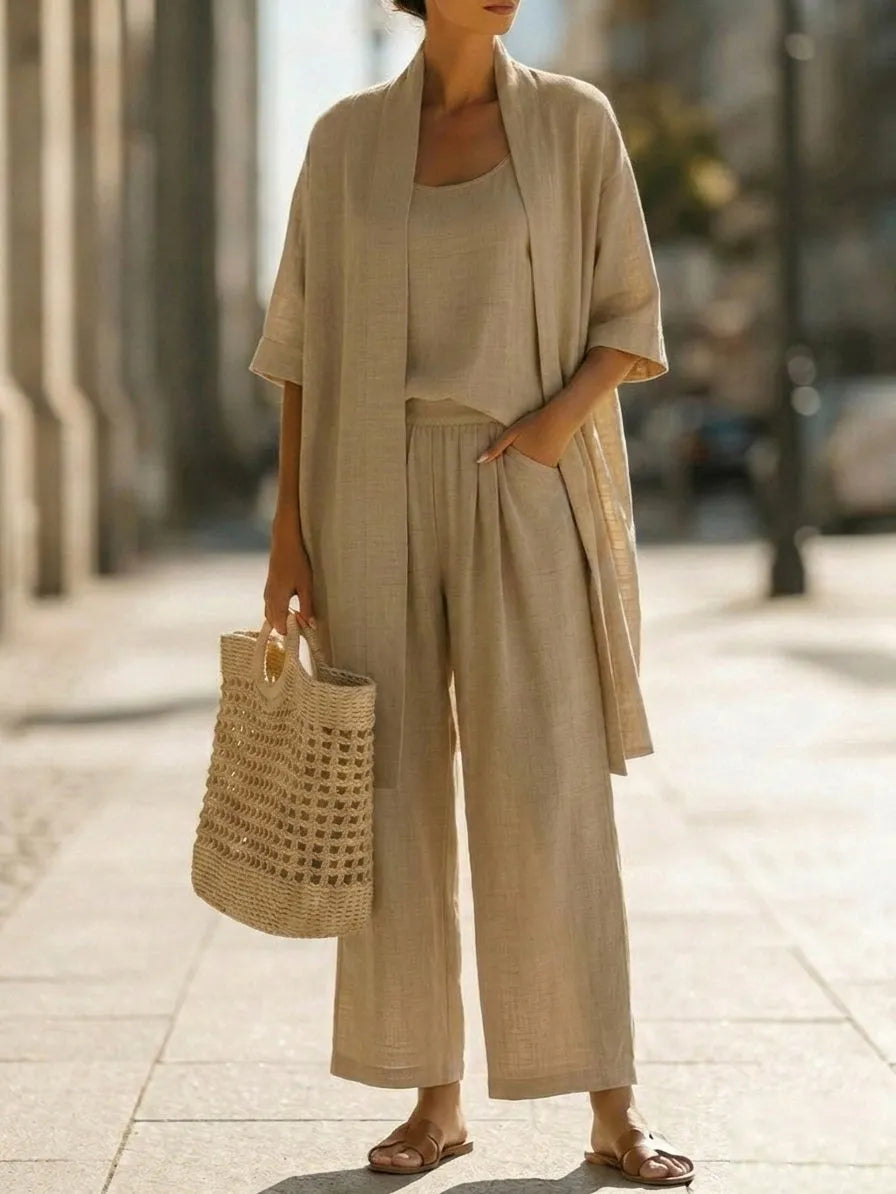 Ensemble minimaliste en lin et coton 3 pièces