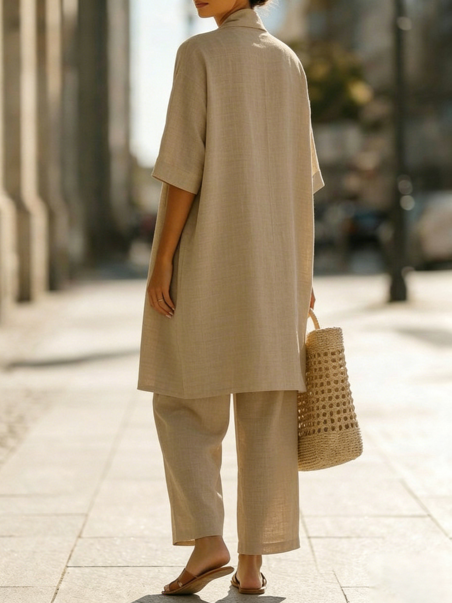 Elena | Ensemble Minimaliste en Coton et Lin en Trois Pièces