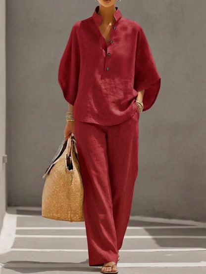Mariel | Ensemble avec manches chauve-souris et pantalons larges