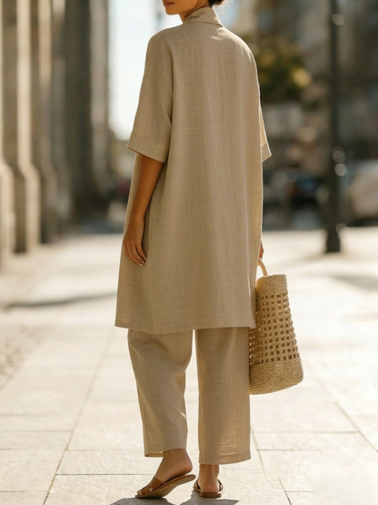 Elena | Minimalist Cotton and Linen Three-Piece Set