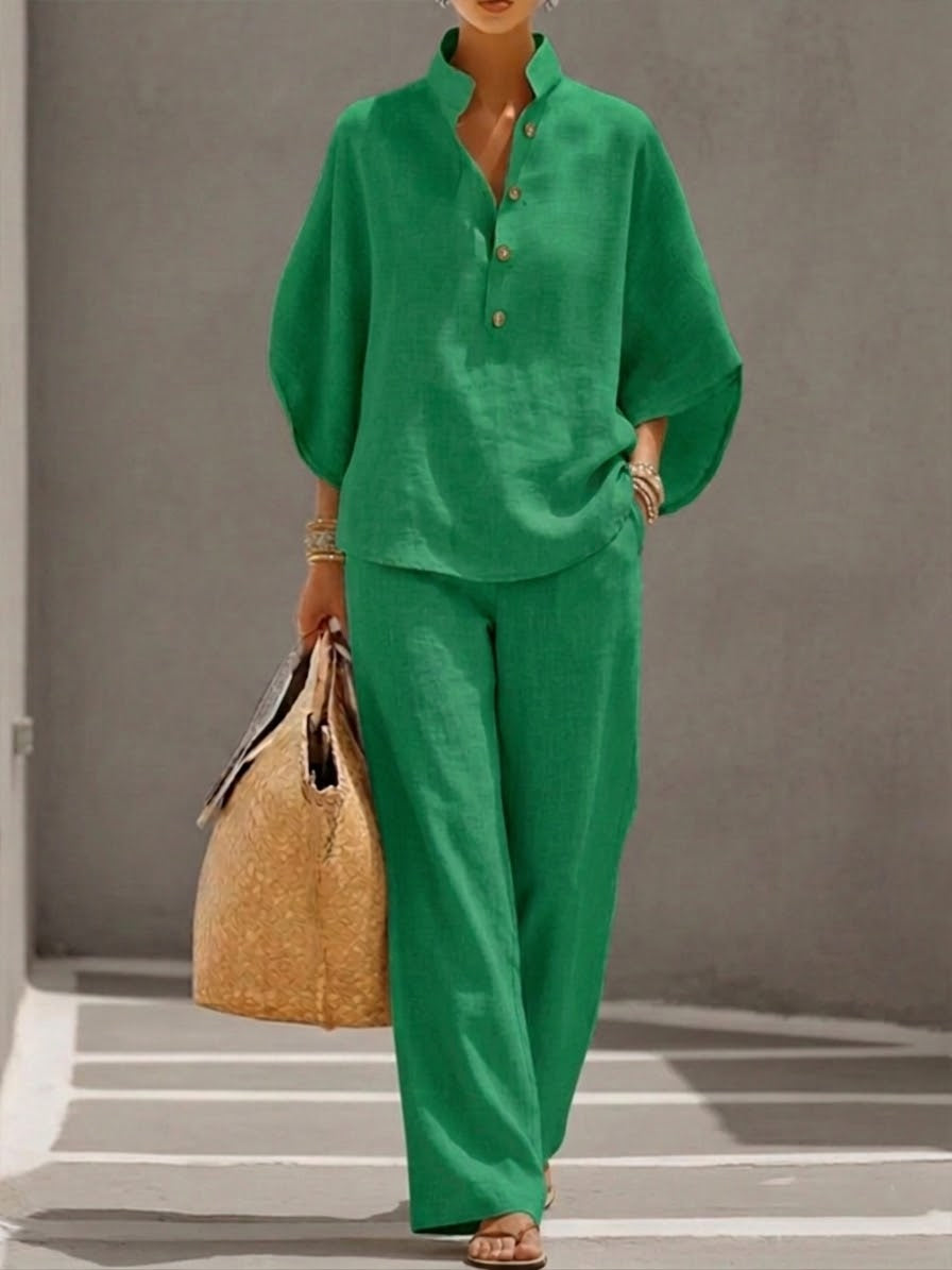 Mariel | Ensemble avec manches chauve-souris et pantalons larges