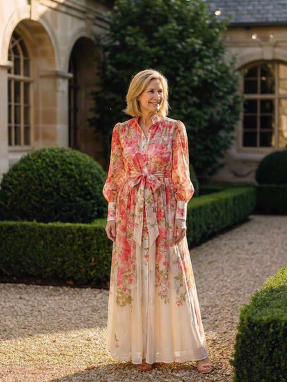 Cressida | Robe maxi longue à manches longues en dentelle florale